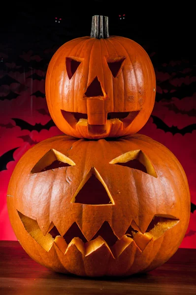 Scary halloween pumpkins, halloween Tema — Stok fotoğraf