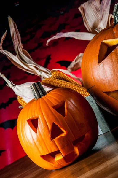 Skrämmande pumpor, halloween koncept — Stockfoto