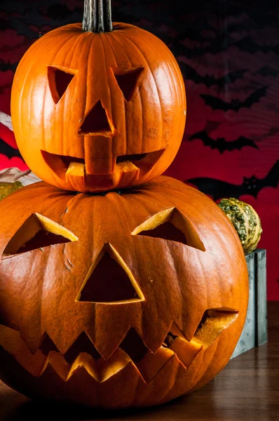 Scary halloween tema ile kabak — Stok fotoğraf