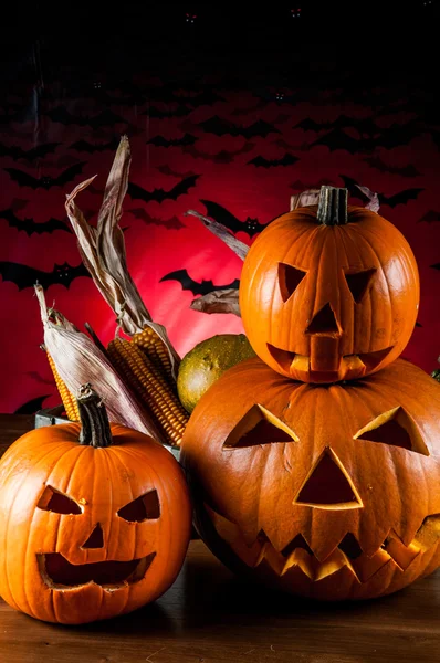 Tema spaventoso di Halloween con zucca — Foto Stock