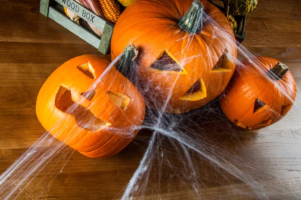 Calabazas de Halloween, luz ambiental —  Fotos de Stock