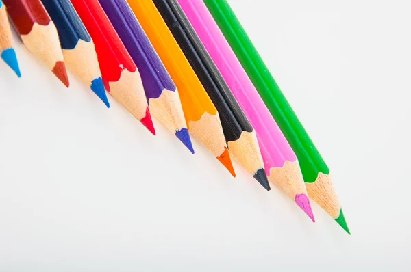 Variety of wooden color pencils, isolated — Stock Photo, Image