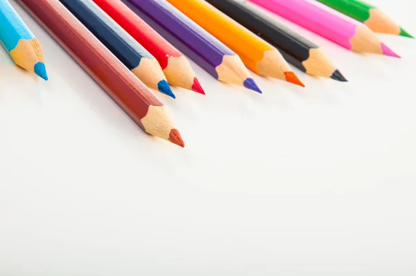 Variety of wooden color pencils, isolated — Stock Photo, Image