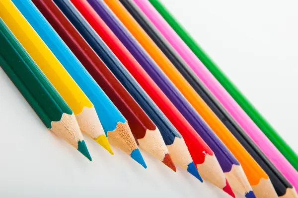 Variety of wooden color pencils, isolated — Stock Photo, Image