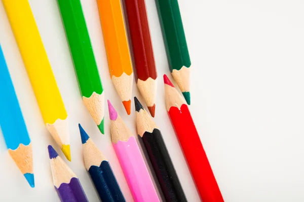 Wooden color pencils on white background — Stock Photo, Image