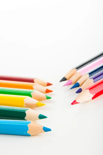 Wooden color pencils on white background — Stock Photo, Image