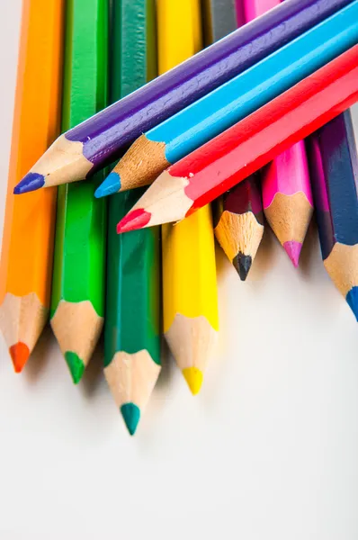 Variety multicolor wood pencils isolated — Stock Photo, Image