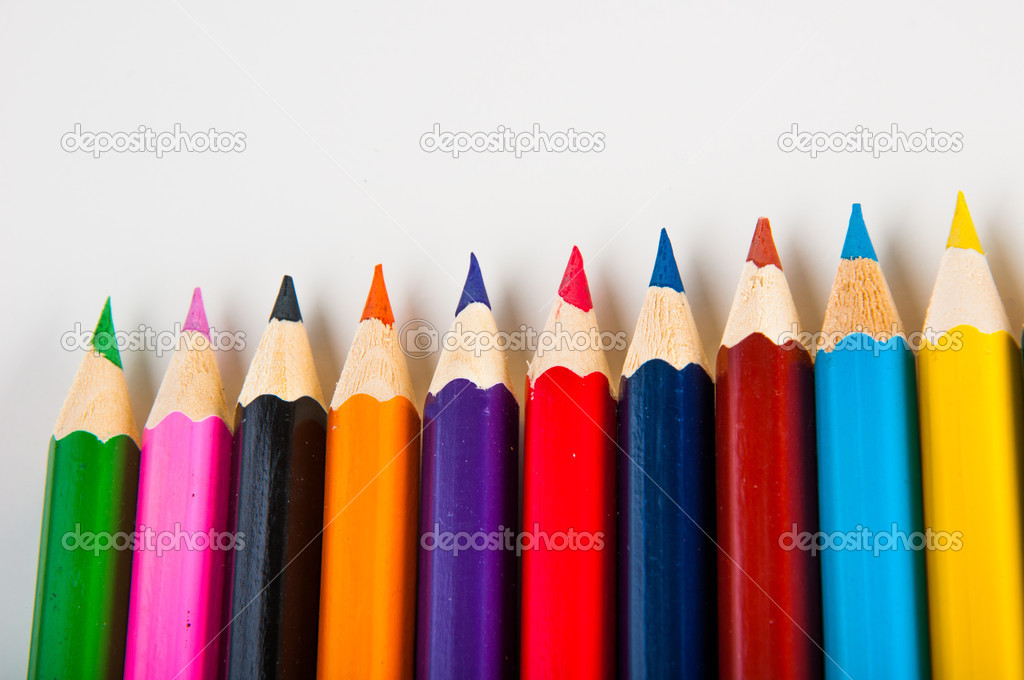 Isolated color pencils, white background