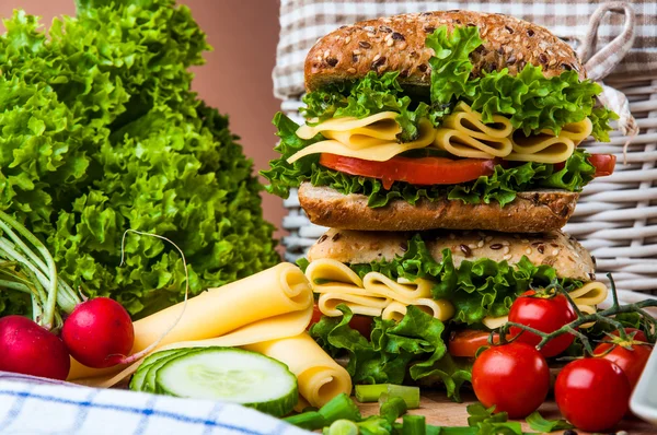Organik, sağlıklı yemek, sandviç — Stok fotoğraf