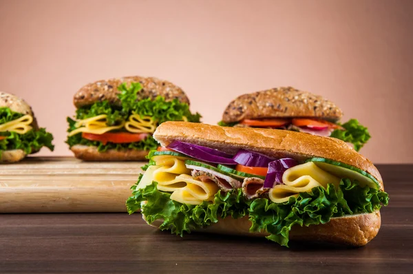 Organic, healthy food with sandwich — Stock Photo, Image