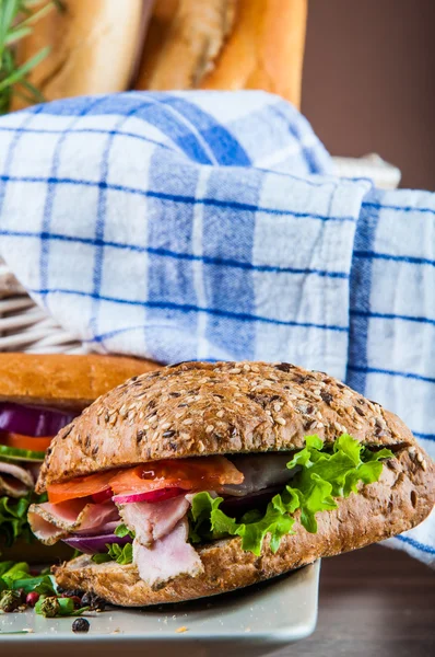Natural theme of sandwich with organic ingredients — Stock Photo, Image