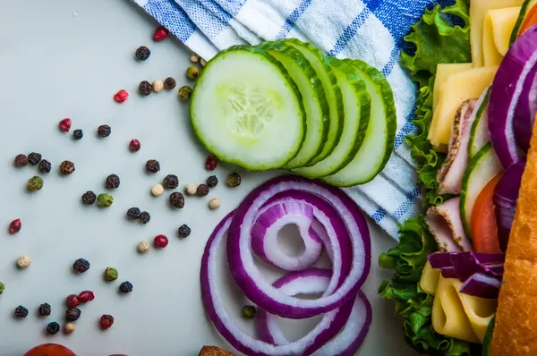 Tema colorido de sándwich, comida saludable —  Fotos de Stock