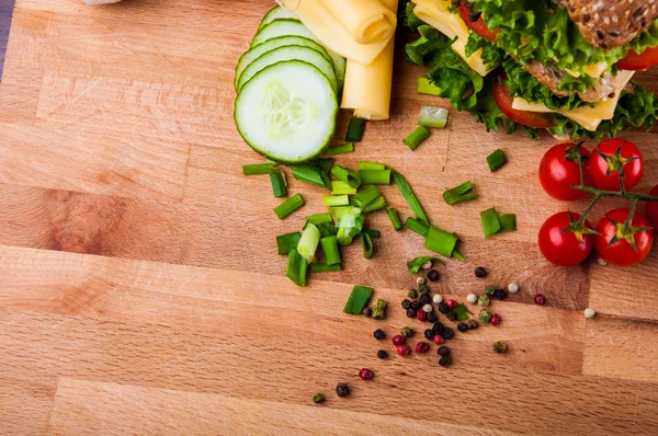 Tasty lunch with natural sandwich — Stock Photo, Image