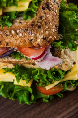 hafif bir öğle yemeği sandviç ile doymuş Tema