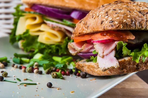 Light lunch with sandwich — Stock Photo, Image