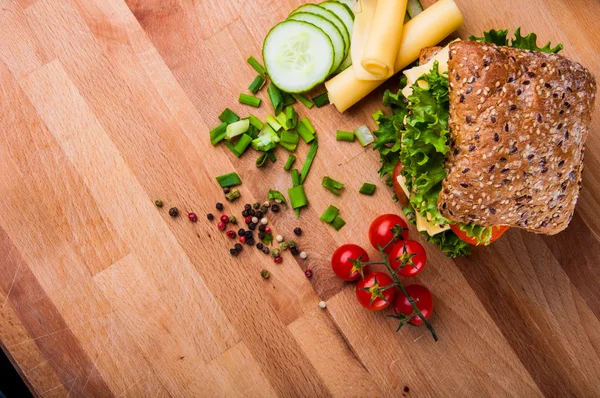 Natural ingredients, traditional sandwich — Stock Photo, Image