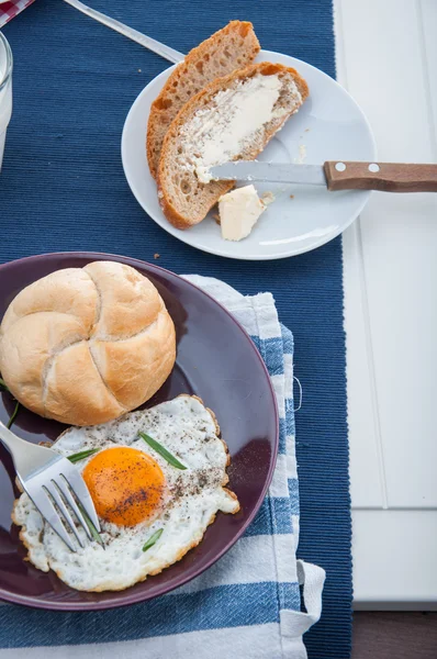Bright concept of breakfast with egg — Stock Photo, Image