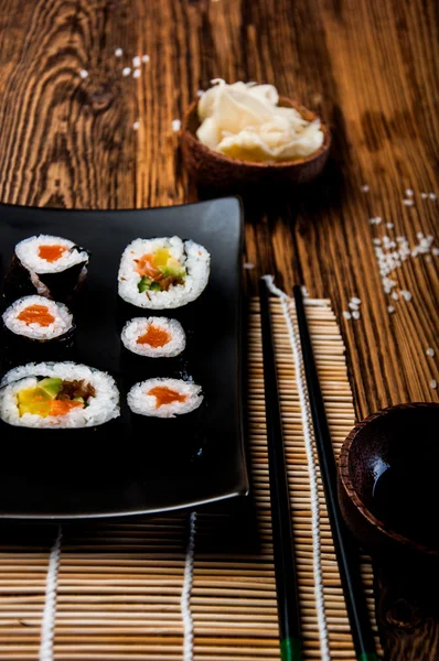 Oriental Japanese sushi set with seafood — Stock Photo, Image