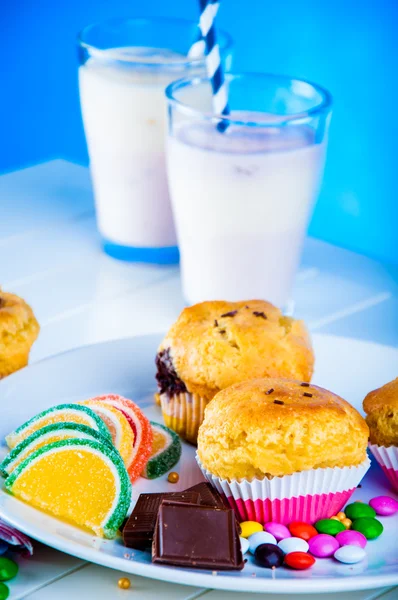 Delicious sweet theme of homemade muffins — Stock Photo, Image