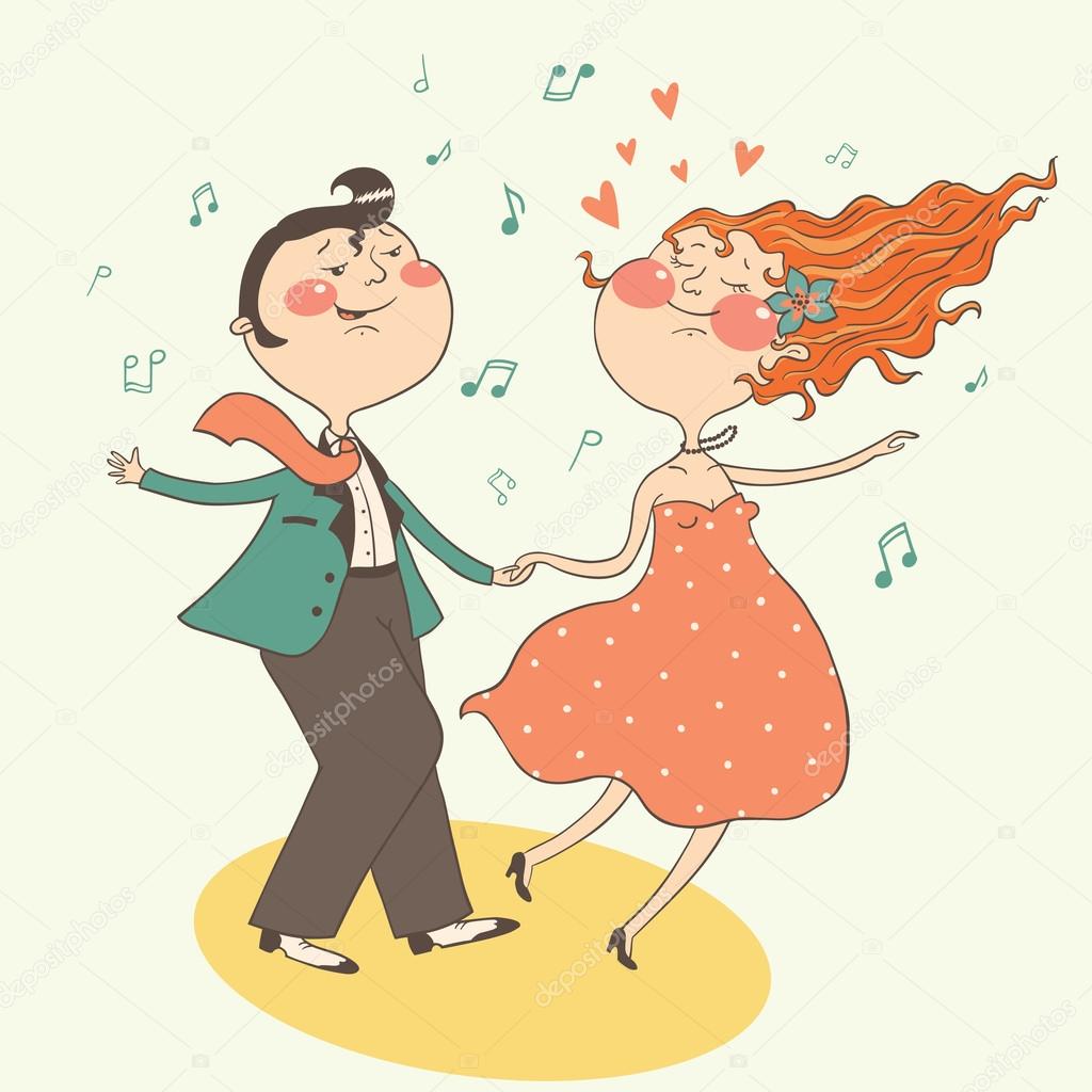 Illustration of swing dancing couple