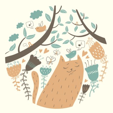 aşık kedi vektör çizim