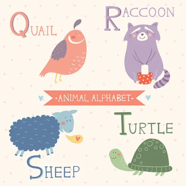 Alfabeto animal. Animais bonitos do zoológico vetorial. Parte 5 — Vetor de Stock