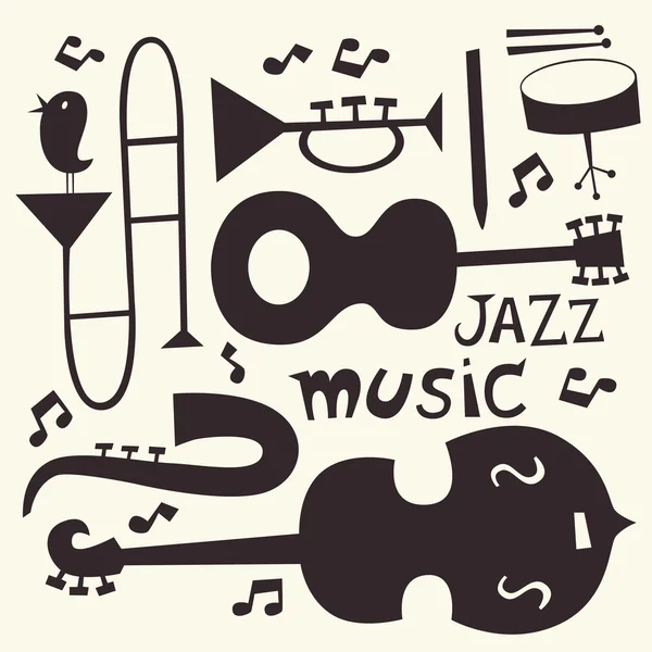 Jazz instruments vector set — Stock Vector