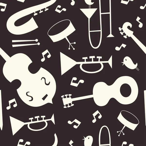 Jazz instrumentos vector patrón sin costura — Vector de stock