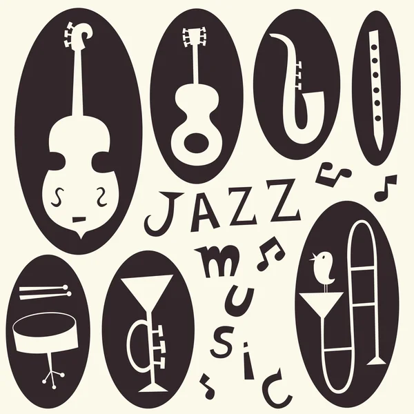 Jazz instrumenten vector set — Stockvector