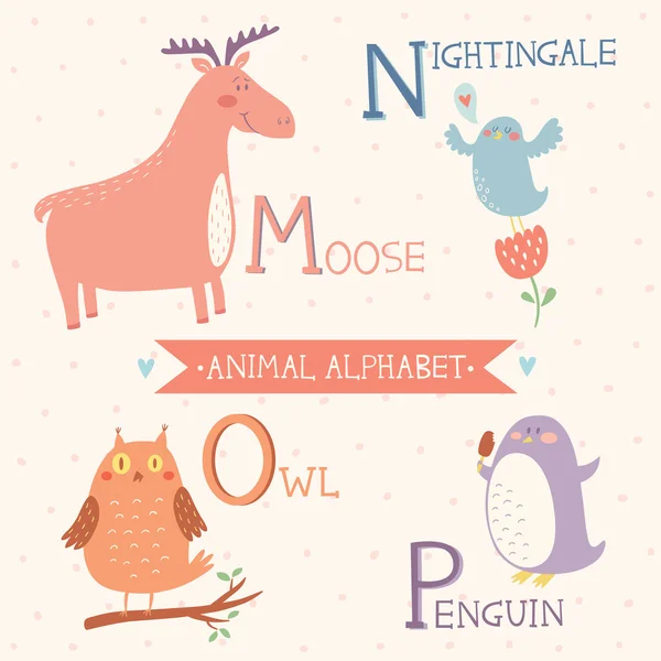 Алфавит животных. Милые векторные животные из зоопарка. Часть 4 Лицензионные Стоковые Иллюстрации