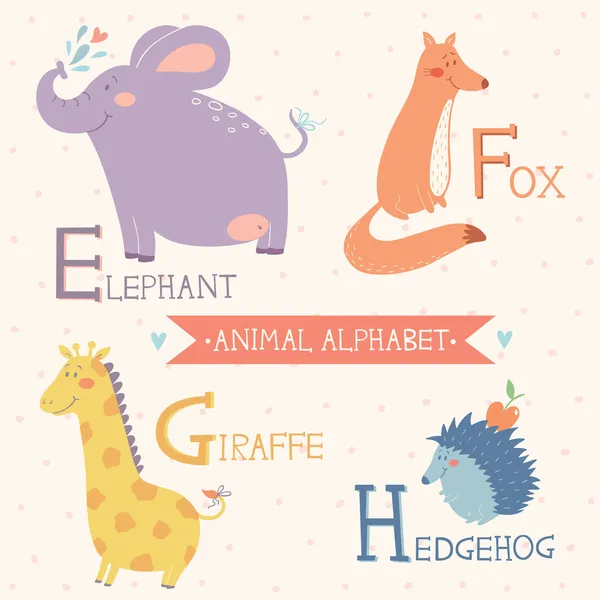Алфавит животных. Милые векторные животные из зоопарка. Часть 2 Векторная Графика