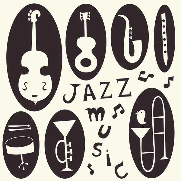Векторный набор джазовых инструментов Лицензионные Стоковые Иллюстрации