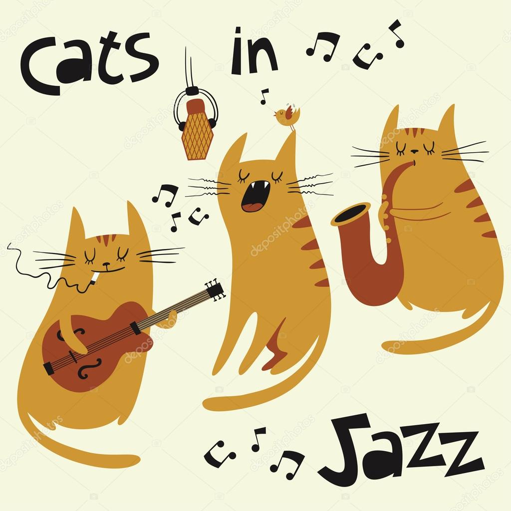 Cats in jazz vector illustration — Stock Vector © mlle_carotte 39853057