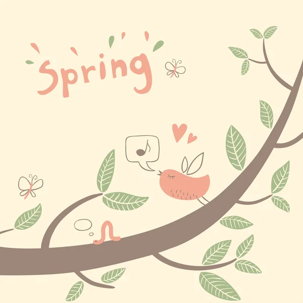 Primavera vector fondo con rama de árbol — Vector de stock
