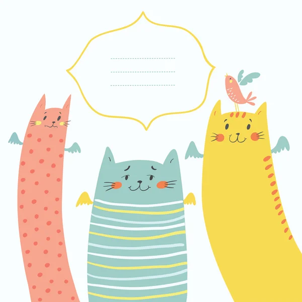 Vector illustration of three funny cats — Stock Vector