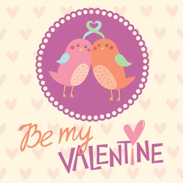 Diseño de tarjetas del día de San Valentín con pájaros lindos — Vector de stock