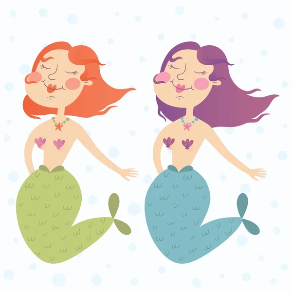 Vector illustration of two mermaids — Stock Vector