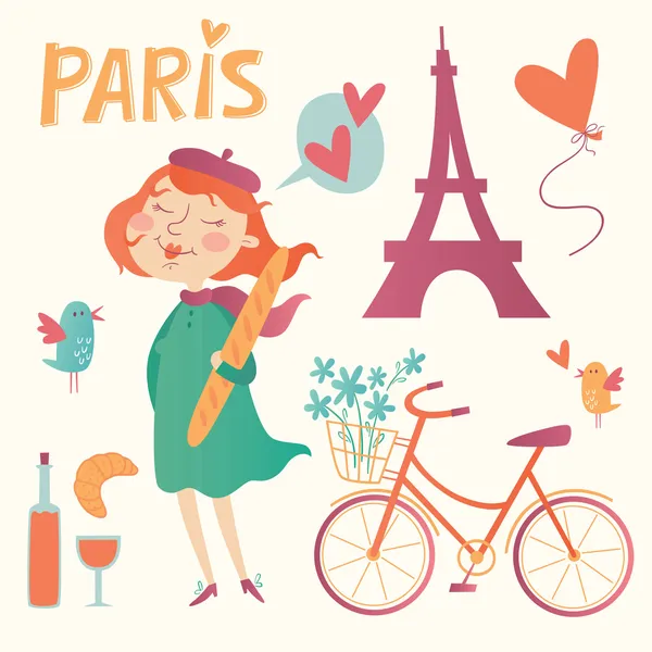 Ensemble vectoriel Love Paris — Image vectorielle
