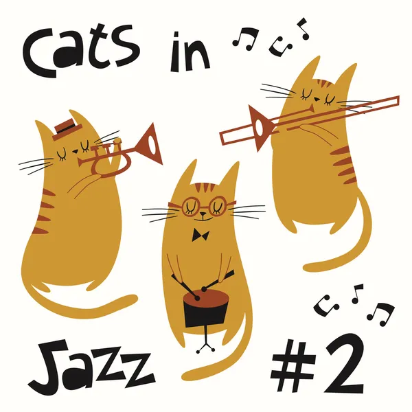 Katzen im Jazzvektorset 2 — Stockvektor