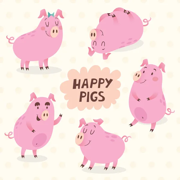 Щасливі свині векторний набір — стоковий вектор