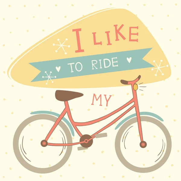 Ich fahre gerne mit meiner Fahrradvektorkarte — Stockvektor