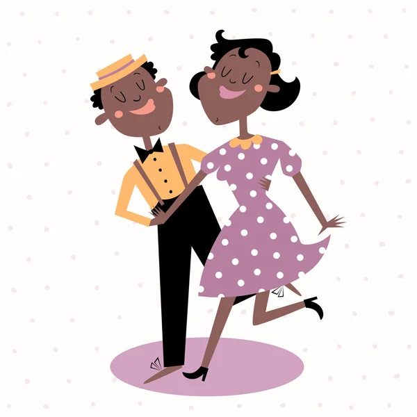 Illustration of the swing dancing couple — Stock Vector