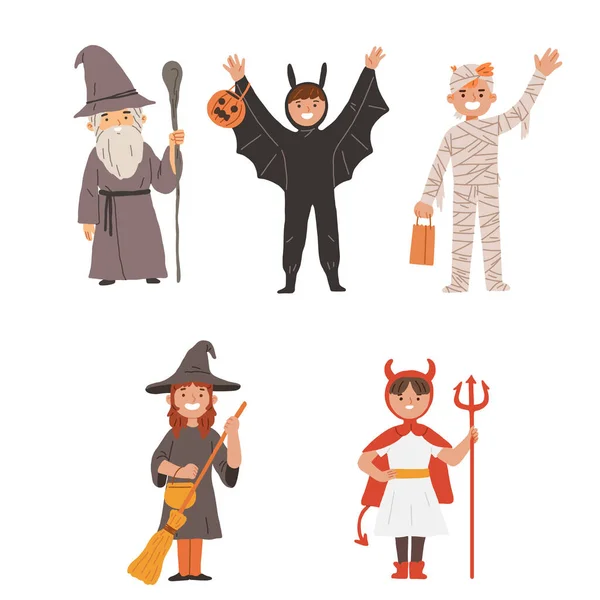 Halloween Event Characters Ghost Spooky Costumes — Stock Vector