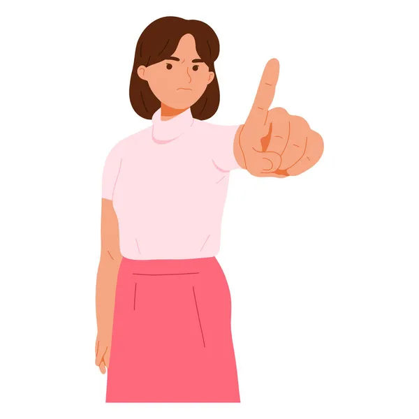 Jovem Personagem Ilustração Feminina Sem Gesto Mão — Vetor de Stock