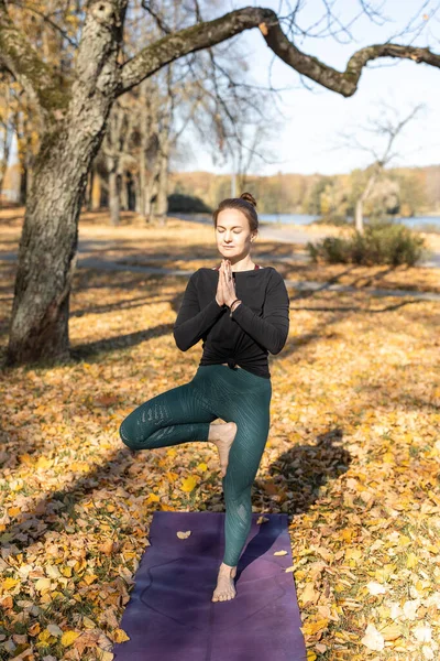 Женщина занимается йогой и медитацией на открытом воздухе — стоковое фото