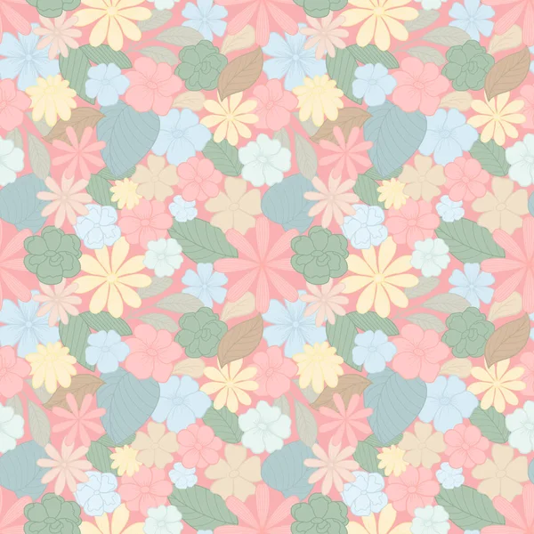 Bloemen Ornament Retro Stijl Pastel Bloemen Naadloos Patroon Illustratie Voor — Stockfoto