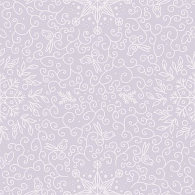 Penceredeki donuk süs. Dalları, kuşları ve eldivenleri olan kış desenleri. Güzel illüstrasyon. Kusursuz desen. Kumaşlar, duvar kağıtları, baskılar üzerine baskı yapmak için..