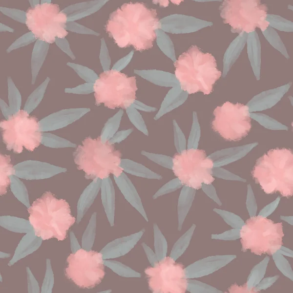 Stylized Pink Roses Dusty Pink Background Floral Seamless Pattern Digital — Stock Photo, Image