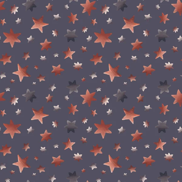Abstract Textured Stars Night Sky Space Adventure Seamless Pattern Purple — Stockfoto