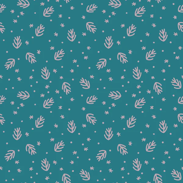 Winter Pattern Simple Elements Snowflakes Pine Branches Seamless Abstract Pattern — 图库照片